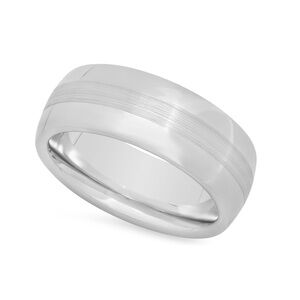 Men’s 7mm Cobalt High Polish Silver Wedding Band ~ Unisex Thick Dome Ring